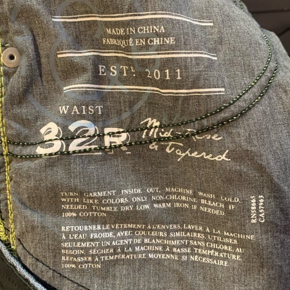 Treasure & Bond Mid-Rise Tapered Ripped Destroyed Vintage Denim Blue Jeans (32R) - Picture 11 of 12